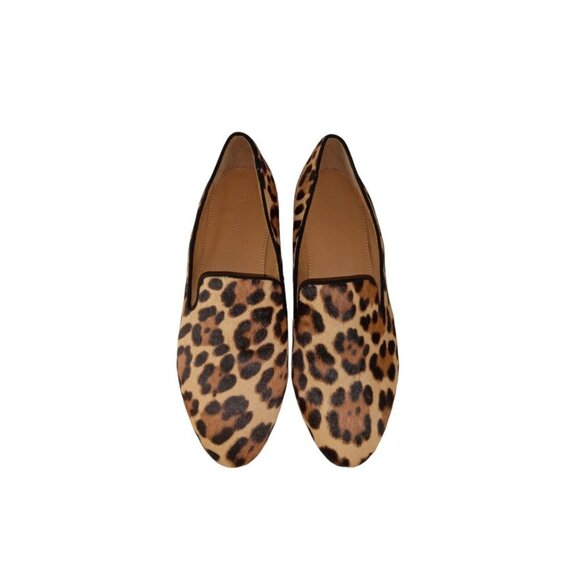 J. Crew Loafers Women's Brown Black Calf Fur Leopard Print Flats Shoes sz 8 - Picture 3 of 11